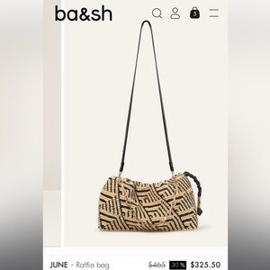 ba&sh Raffia Bag with Black Geometric Design